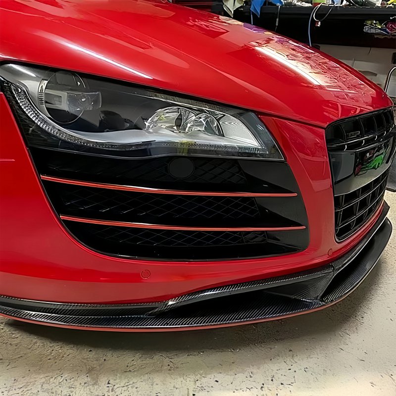 Modern Style 2008-2015  R8 Carbon Fiber V-Style Front Lip Bumper Screw-On New Chin Surround Modification Accessories Upgrade
